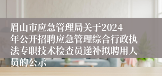 眉山市应急管理局关于2024年公开招聘应急管理综合行政执法专职技术检查员递补拟聘用人员的公示