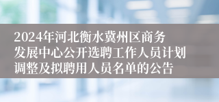 2024年河北衡水冀州区商务发展中心公开选聘工作人员计划调整及拟聘用人员名单的公告