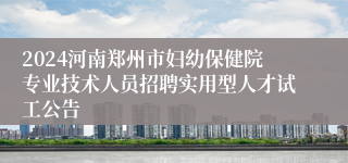2024河南郑州市妇幼保健院专业技术人员招聘实用型人才试工公告