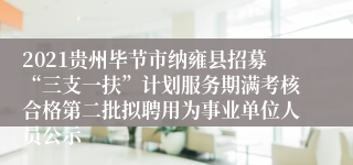 2021贵州毕节市纳雍县招募“三支一扶”计划服务期满考核合格第二批拟聘用为事业单位人员公示