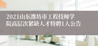 2021山东潍坊市工程技师学院高层次紧缺人才特聘1人公告