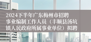 2024下半年广东梅州市招聘事业编制工作人员（丰顺县汤坑镇人民政府所属事业单位）拟聘用公示
