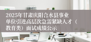 2025年甘肃庆阳合水县事业单位引进高层次急需紧缺人才（教育类）面试成绩公示