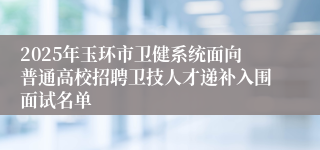 2025年玉环市卫健系统面向普通高校招聘卫技人才递补入围面试名单