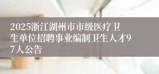 2025浙江湖州市市级医疗卫生单位招聘事业编制卫生人才97人公告