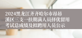 2024黑龙江齐齐哈尔市昂昂溪区三支一扶期满人员择优留用考试总成绩及拟聘用人员公示