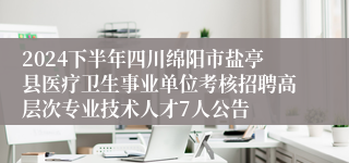 2024下半年四川绵阳市盐亭县医疗卫生事业单位考核招聘高层次专业技术人才7人公告