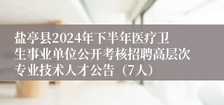 盐亭县2024年下半年医疗卫生事业单位公开考核招聘高层次专业技术人才公告（7人）