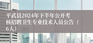 平武县2024年下半年公开考核招聘卫生专业技术人员公告（6人）