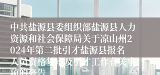 中共盐源县委组织部盐源县人力资源和社会保障局关于凉山州2024年第二批引才盐源县报名人员资格复审及引才工作有关事项的公告