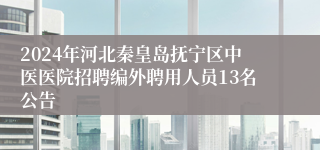 2024年河北秦皇岛抚宁区中医医院招聘编外聘用人员13名公告