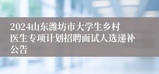 2024山东潍坊市大学生乡村医生专项计划招聘面试人选递补公告