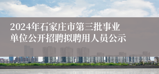 2024年石家庄市第三批事业单位公开招聘拟聘用人员公示