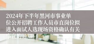 2024年下半年黑河市事业单位公开招聘工作人员市直岗位拟进入面试人选现场资格确认有关事宜的通知