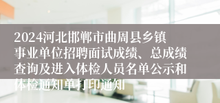 2024河北邯郸市曲周县乡镇事业单位招聘面试成绩、总成绩查询及进入体检人员名单公示和体检通知单打印通知