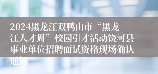 2024黑龙江双鸭山市“黑龙江人才周”校园引才活动饶河县事业单位招聘面试资格现场确认通知