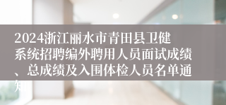2024浙江丽水市青田县卫健系统招聘编外聘用人员面试成绩、总成绩及入围体检人员名单通知