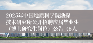 2025年中国地质科学院勘探技术研究所公开招聘应届毕业生（博士研究生岗位）公告（8人）