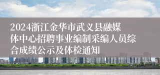 2024浙江金华市武义县融媒体中心招聘事业编制采编人员综合成绩公示及体检通知