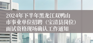 2024年下半年黑龙江双鸭山市事业单位招聘（宝清县岗位）面试资格现场确认工作通知