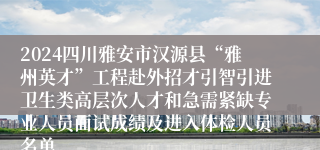 2024四川雅安市汉源县“雅州英才”工程赴外招才引智引进卫生类高层次人才和急需紧缺专业人员面试成绩及进入体检人员名单