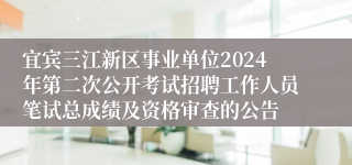 宜宾三江新区事业单位2024年第二次公开考试招聘工作人员笔试总成绩及资格审查的公告