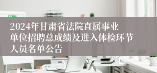 2024年甘肃省法院直属事业单位招聘总成绩及进入体检环节人员名单公告