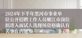 2024年下半年黑河市事业单位公开招聘工作人员嫩江市岗位拟进入面试人选现场资格确认有关事宜的通知