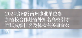 2024贵州黔南州事业单位参加省校合作赴省外知名高校引才面试成绩排名及体检有关事宜公告