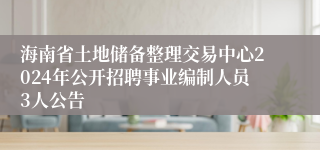 海南省土地储备整理交易中心2024年公开招聘事业编制人员3人公告