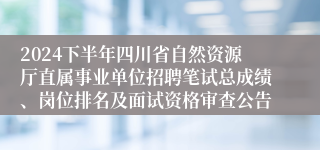 2024下半年四川省自然资源厅直属事业单位招聘笔试总成绩、岗位排名及面试资格审查公告