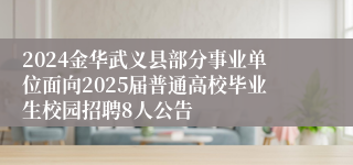 2024金华武义县部分事业单位面向2025届普通高校毕业生校园招聘8人公告