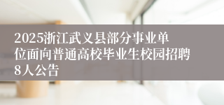 2025浙江武义县部分事业单位面向普通高校毕业生校园招聘8人公告