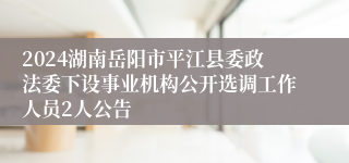 2024湖南岳阳市平江县委政法委下设事业机构公开选调工作人员2人公告