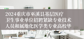 2024重庆市巫溪县基层医疗卫生事业单位招聘紧缺专业技术人员和属地化医学类专业高校毕业生现场资格审查通知