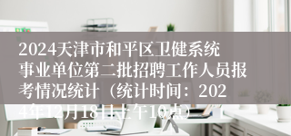 2024天津市和平区卫健系统事业单位第二批招聘工作人员报考情况统计（统计时间：2024年12月18日上午10点）