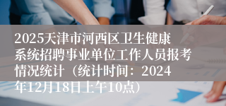 2025天津市河西区卫生健康系统招聘事业单位工作人员报考情况统计（统计时间：2024年12月18日上午10点）