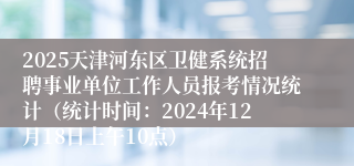 2025天津河东区卫健系统招聘事业单位工作人员报考情况统计（统计时间：2024年12月18日上午10点）