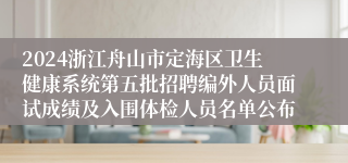 2024浙江舟山市定海区卫生健康系统第五批招聘编外人员面试成绩及入围体检人员名单公布