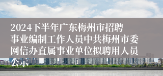 2024下半年广东梅州市招聘事业编制工作人员中共梅州市委网信办直属事业单位拟聘用人员公示