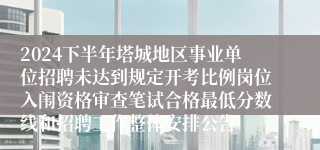 2024下半年塔城地区事业单位招聘未达到规定开考比例岗位入闱资格审查笔试合格最低分数线和招聘工作整体安排公告