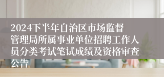2024下半年自治区市场监督管理局所属事业单位招聘工作人员分类考试笔试成绩及资格审查公告