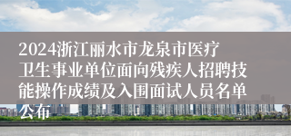 2024浙江丽水市龙泉市医疗卫生事业单位面向残疾人招聘技能操作成绩及入围面试人员名单公布