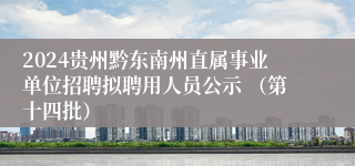 2024贵州黔东南州直属事业单位招聘拟聘用人员公示 （第十四批）