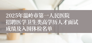 2025年温岭市第一人民医院招聘医学卫生类高学历人才面试成绩及入围体检名单