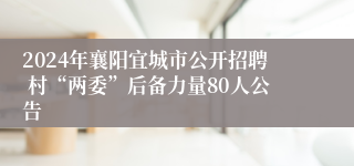 2024年襄阳宜城市公开招聘 村“两委”后备力量80人公告