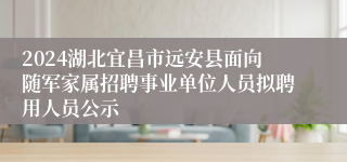 2024湖北宜昌市远安县面向随军家属招聘事业单位人员拟聘用人员公示