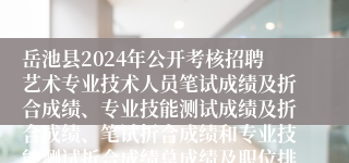 岳池县2024年公开考核招聘艺术专业技术人员笔试成绩及折合成绩、专业技能测试成绩及折合成绩、笔试折合成绩和专业技能测试折合成绩总成绩及职位排名和资格复审事宜的公告