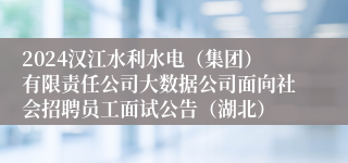 2024汉江水利水电（集团）有限责任公司大数据公司面向社会招聘员工面试公告（湖北）