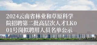 2024云南省林业和草原科学院招聘第二批高层次人才LK001号岗拟聘用人员名单公示